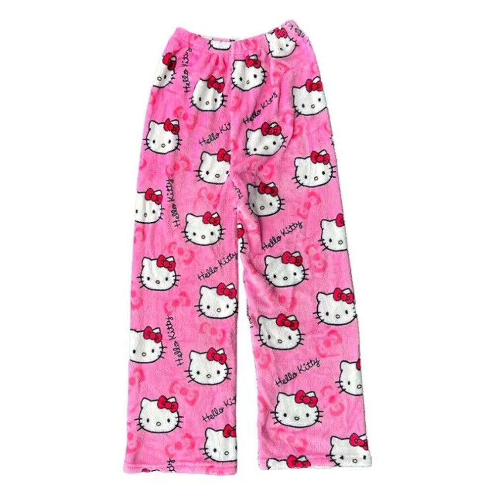 Pink Plush Hello Kitty Soft Womens Pajama Pants Plush pj’s Cute